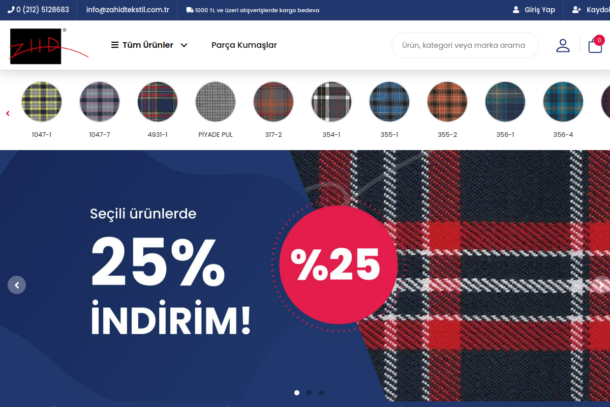 Zahid Tekstil ekran goruntusu
